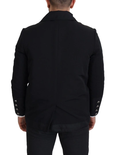 Shop Dolce & Gabbana Elegant Full Zip Black Wool Blend Men's Jacket