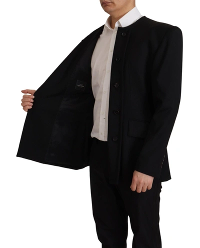 Shop Dolce & Gabbana Elegant Slim Fit Double Breasted Wool Men's Blazer In Black