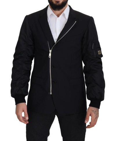 Shop Dolce & Gabbana Elegant Black Virgin Wool Men's Jacket