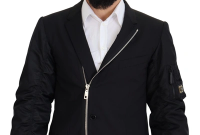 Dolce & Gabbana Black Wool Full Zip Long Sleeves Jacket In Black