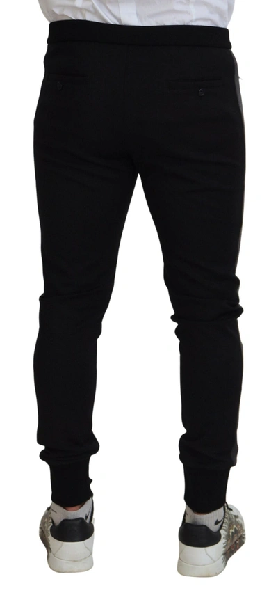 Shop Dolce & Gabbana Elegant Black Jogger Pants In Luxe Wool Men's Blend