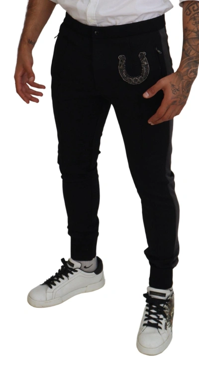 Shop Dolce & Gabbana Elegant Black Jogger Pants In Luxe Wool Men's Blend