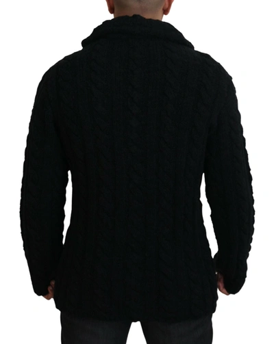 Shop Dolce & Gabbana Elegant Black Wool-cashmere Cardigan Men's Sweater