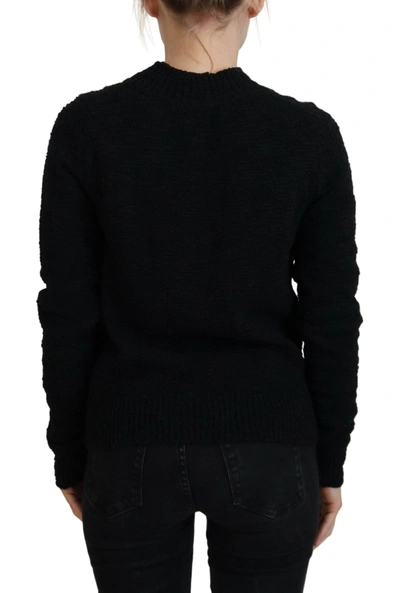 Dolce & Gabbana Black Wool Knit Crewneck Pullover Sweater In Black