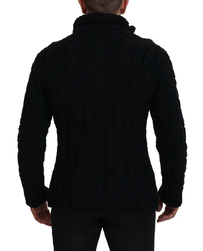 Shop Dolce & Gabbana Elegant Black Wool-cashmere Blend Men's Cardigan