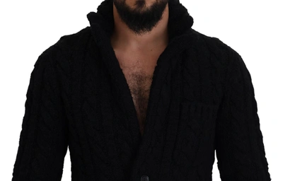 Dolce & Gabbana Black Wool Knit Button Cardigan Sweater In Black