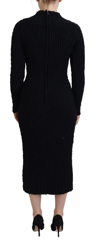 Dolce & Gabbana Black Wool Knitted Sheath Sweater Dress In Black
