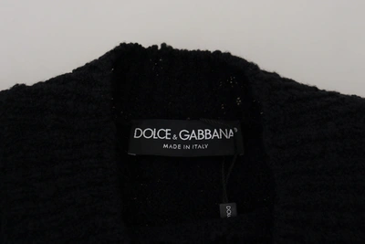 Dolce & Gabbana Black Wool Knit Crewneck Pullover Sweater In Black