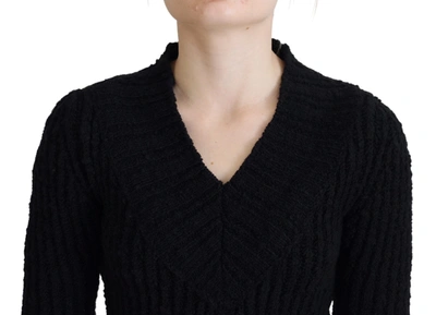 Dolce & Gabbana Black Wool Knitted Sheath Sweater Dress In Black