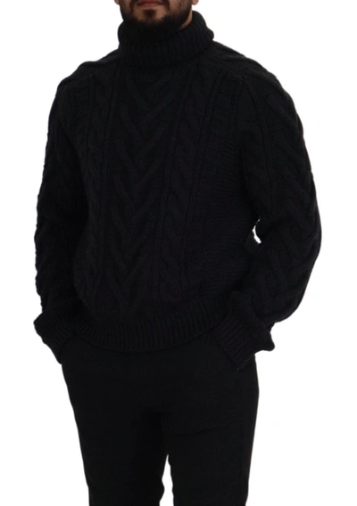 Shop Dolce & Gabbana Elegant Black Wool-cashmere Pullover Men's Sweater