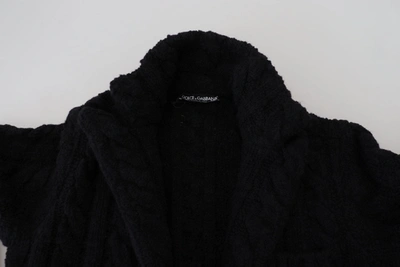 Shop Dolce & Gabbana Elegant Black Wool-cashmere Blend Men's Cardigan