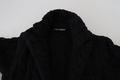 Dolce & Gabbana Black Wool Knit Button Cardigan Sweater In Black