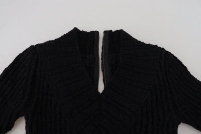 Dolce & Gabbana Black Wool Knitted Sheath Sweater Dress In Black
