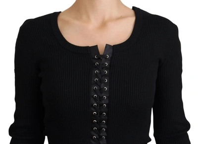 Dolce & Gabbana Elegant Black Tie-up Slim Fit Sweater In Black