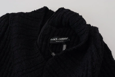 Dolce & Gabbana Black Wool Knitted Sheath Sweater Dress In Black