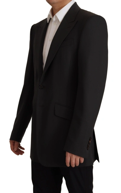 Shop Dolce & Gabbana Elegant Slim Black Wool Blazer Men's Jacket