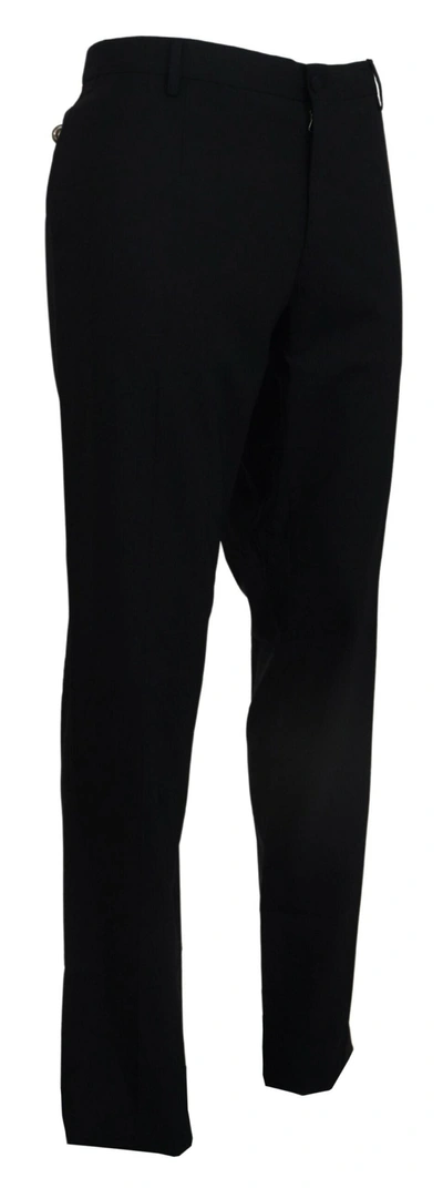 Shop Dolce & Gabbana Black Wool Stretch Dress Formal Slim Fit Men's Pant