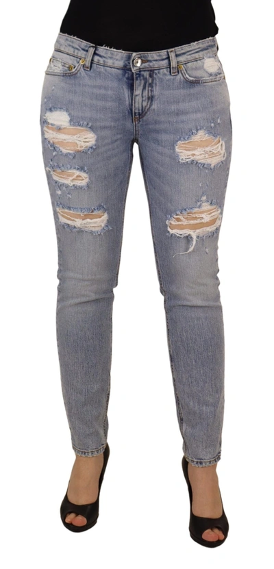 Shop Dolce & Gabbana Elegant Skinny Fit Denim For Sophisticated Women's Style In Blue