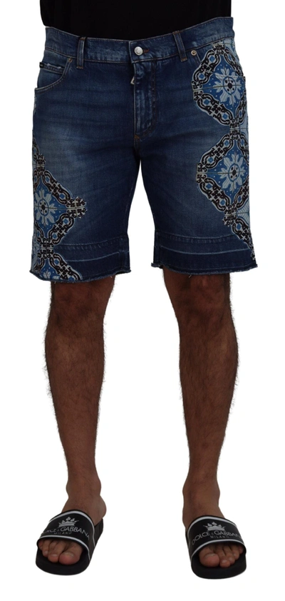 Shop Dolce & Gabbana Elegant Slim Fit Denim Men's Shorts In Blue