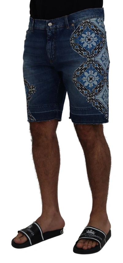 Shop Dolce & Gabbana Elegant Slim Fit Denim Men's Shorts In Blue