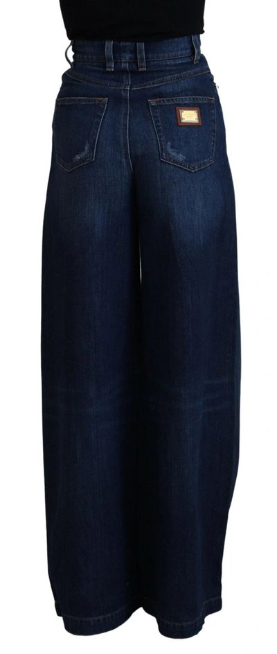 Shop Dolce & Gabbana Blue Embellished Straight Denim Cotton Women's Jeans