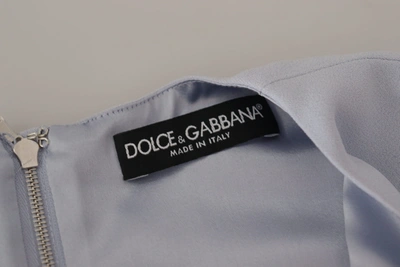 Dolce & Gabbana Blue Floral Applique Midi Viscose Dress In Blue
