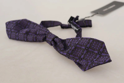Dolce & Gabbana Elegant Blue Geometric Silk Bow Tie In Blue