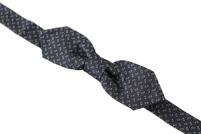 Dolce & Gabbana Blue Gray Polka Dot 100% Silk Neck Papillon Tie In Blue