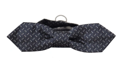 Dolce & Gabbana Blue Gray Polka Dot 100% Silk Neck Papillon Tie In Blue