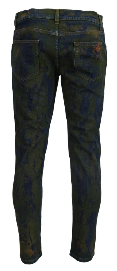 Shop Dolce & Gabbana Chic Slim-fit Denim Jeans In Green Men's Wash