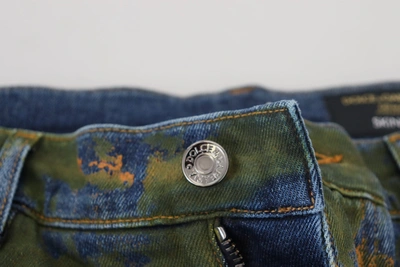 Dolce & Gabbana Blue Green Skinny Cotton Denim Jeans In Green