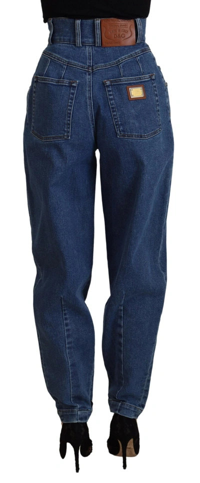 Shop Dolce & Gabbana Blue High Waist Denim Cotton Stretch Women's Jeans