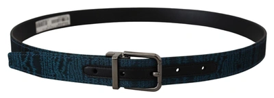 Shop Dolce & Gabbana Elegant Blue Jacquard Designer Men's Belt