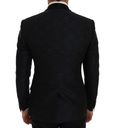 Shop Dolce & Gabbana Elegant Blue &amp; Black Slim Fit Suit Men's Ensemble