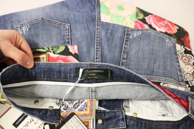 Dolce & Gabbana Blue Patchwork High Waist Denim Jeans In Blue