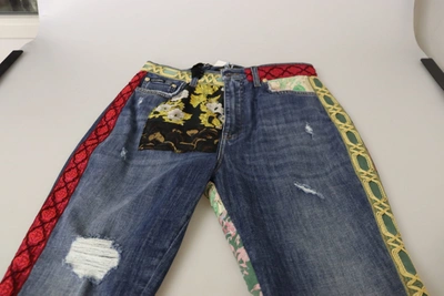 Dolce & Gabbana Blue Patchwork High Waist Denim Jeans In Blue