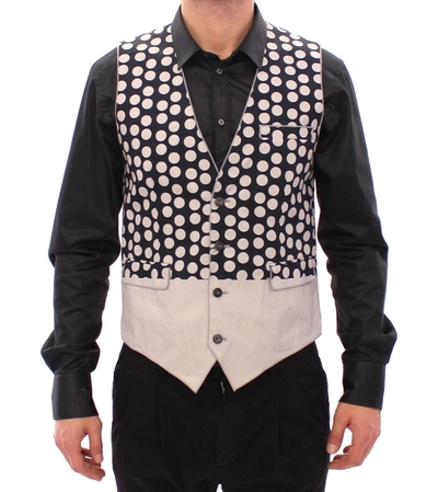 Shop Dolce & Gabbana Elegant Blue Dotted Dress Men's Vest