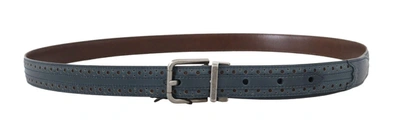 Shop Dolce & Gabbana Elegant Blue Leather Men's Men's Belt