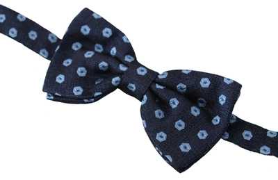 Shop Dolce & Gabbana Elegant Blue Patterned Silk Bow Men's Tie