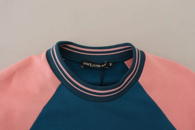 Dolce & Gabbana Blue Pink Queen Sequin Crystal Sweater In Blue