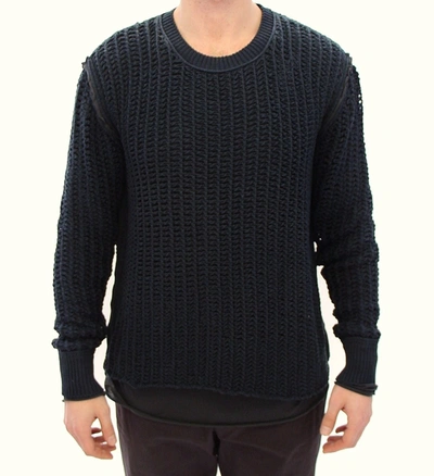 Shop Dolce & Gabbana Elegant Blue And Black Layered Men's Sweater
