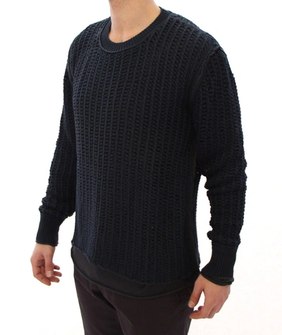 Shop Dolce & Gabbana Elegant Blue And Black Layered Men's Sweater