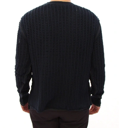 Shop Dolce & Gabbana Elegant Blue And Black Layered Men's Sweater