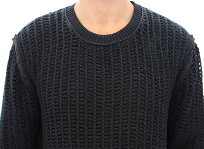 Shop Dolce & Gabbana Elegant Blue And Black Layered Men's Sweater