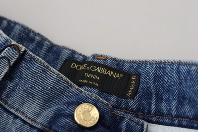 Shop Dolce & Gabbana Blue Tattered Skinny Denim Cotton Women's Jeans