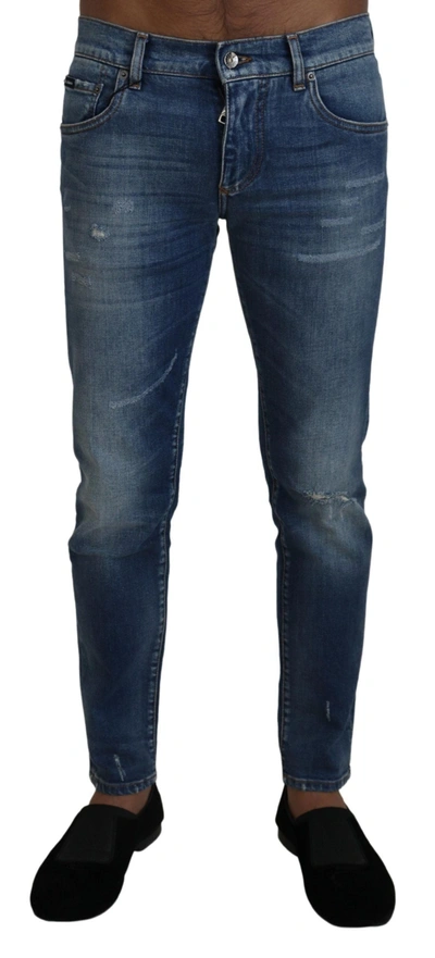 Shop Dolce & Gabbana Elegant Slim Fit Italian Denim Men's Jeans In Blue