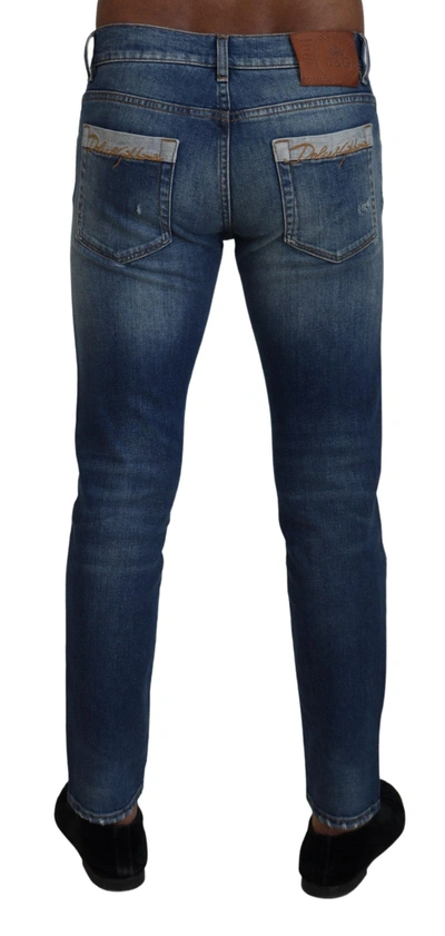 Dolce & Gabbana Blue Wash Cotton Stretch Skinny Denim Jeans In Blue