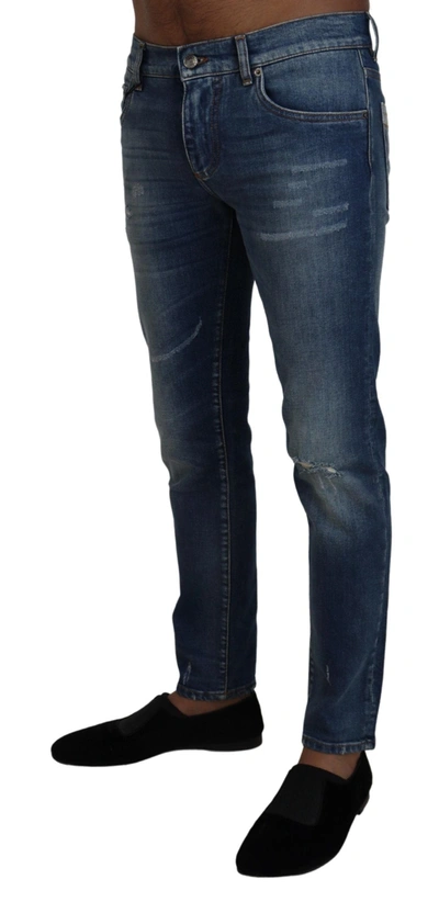 Shop Dolce & Gabbana Elegant Slim Fit Italian Denim Men's Jeans In Blue