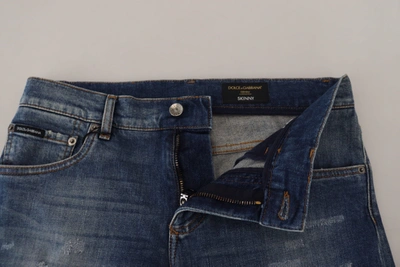 Dolce & Gabbana Blue Wash Cotton Stretch Skinny Denim Jeans In Blue