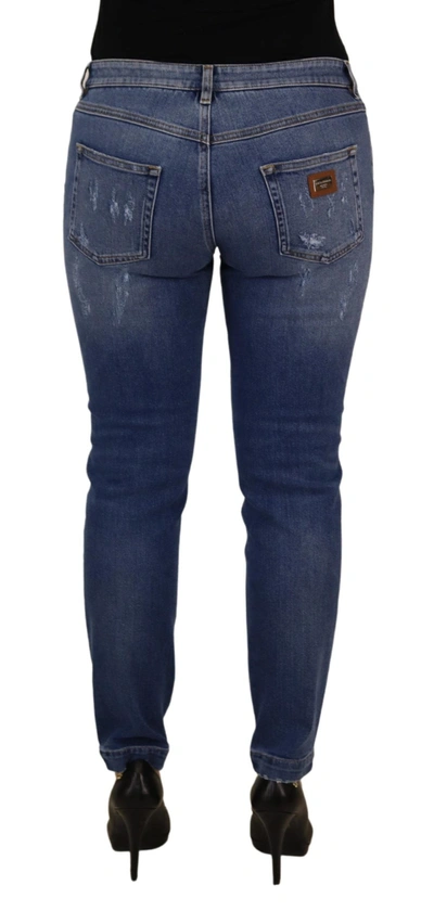 Shop Dolce & Gabbana Chic Low Waist Skinny Denim Women's Jeans In Blue